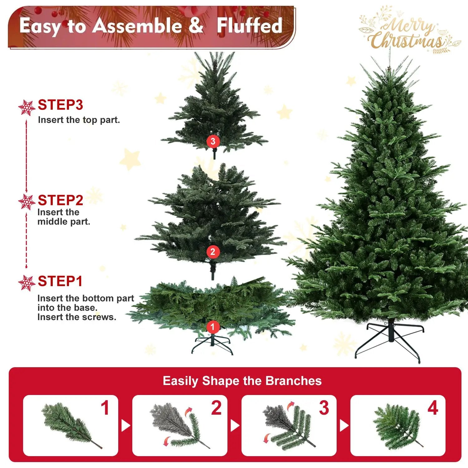 Full-Shaped 6 Ft Christmas Tree with 1673 PE/PVC Tips by HouseOfZazla