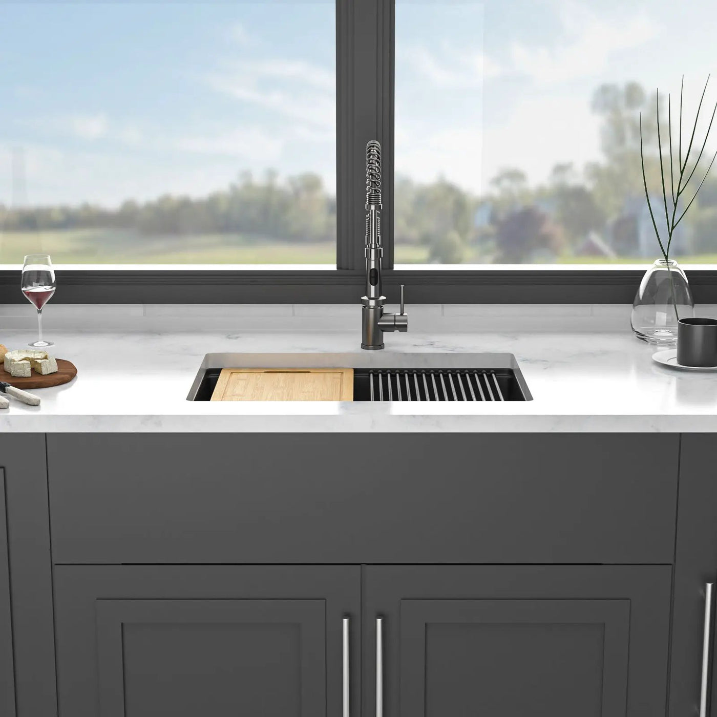 Quartz Kitchen Sink, Granite Composite Workstation Undermount by HouseOfZazla