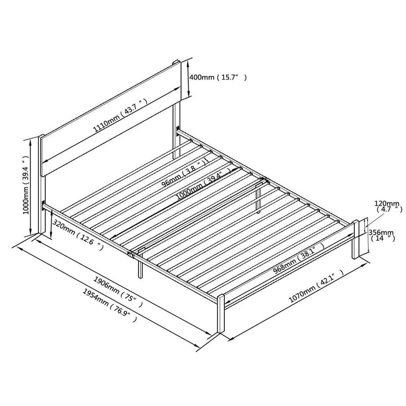 Modern Twin Size Metal Bed Frame Sturdy System Metal & Wood - Black by HouseOfZazla