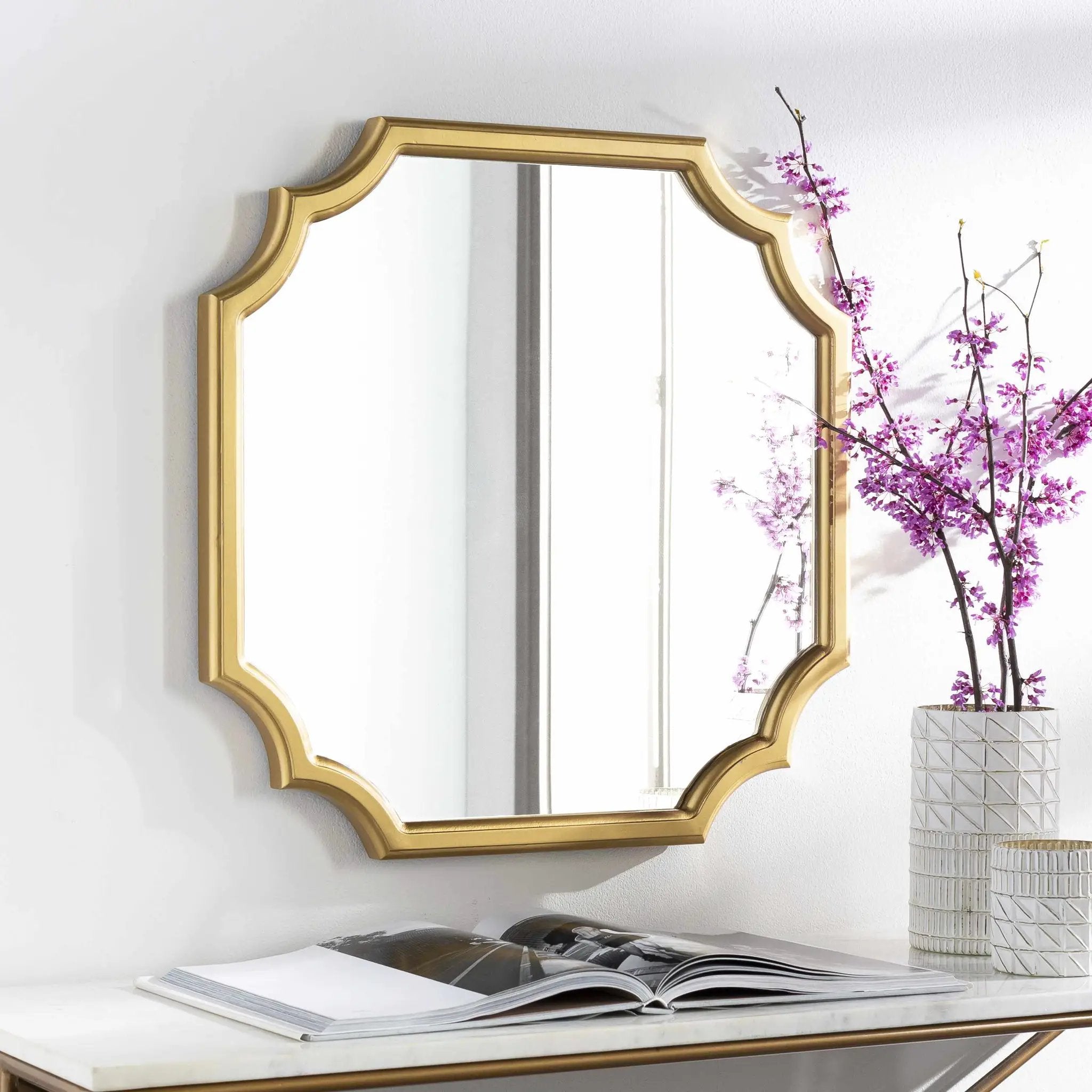 Abangay Gold Contemporary Wood Frame Mirror - Clearance by Boutique Rugs
