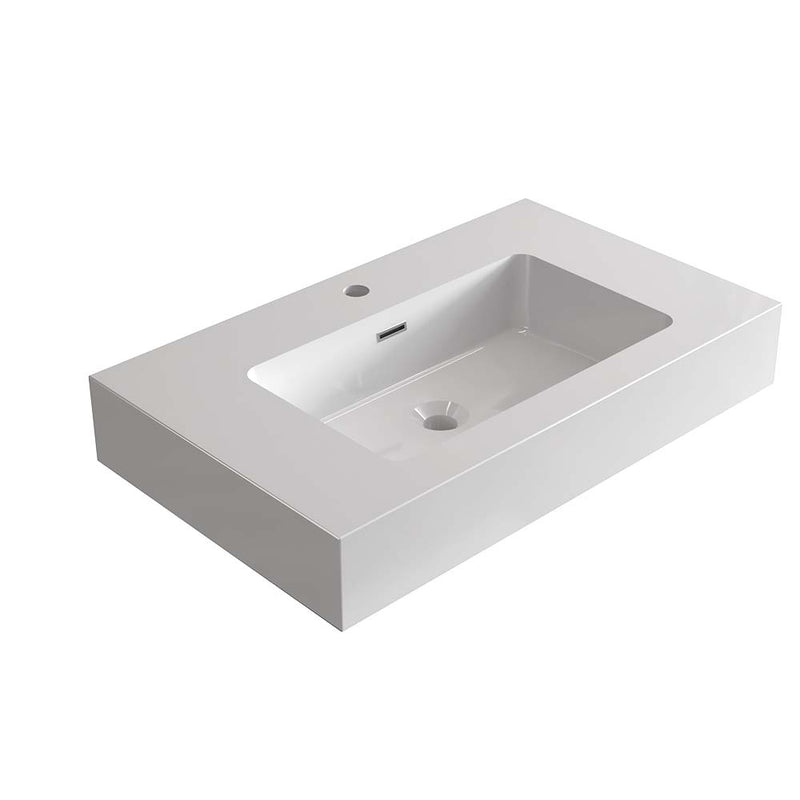 Integrated Solid Surface Basin, 30-Inch, Glossy White