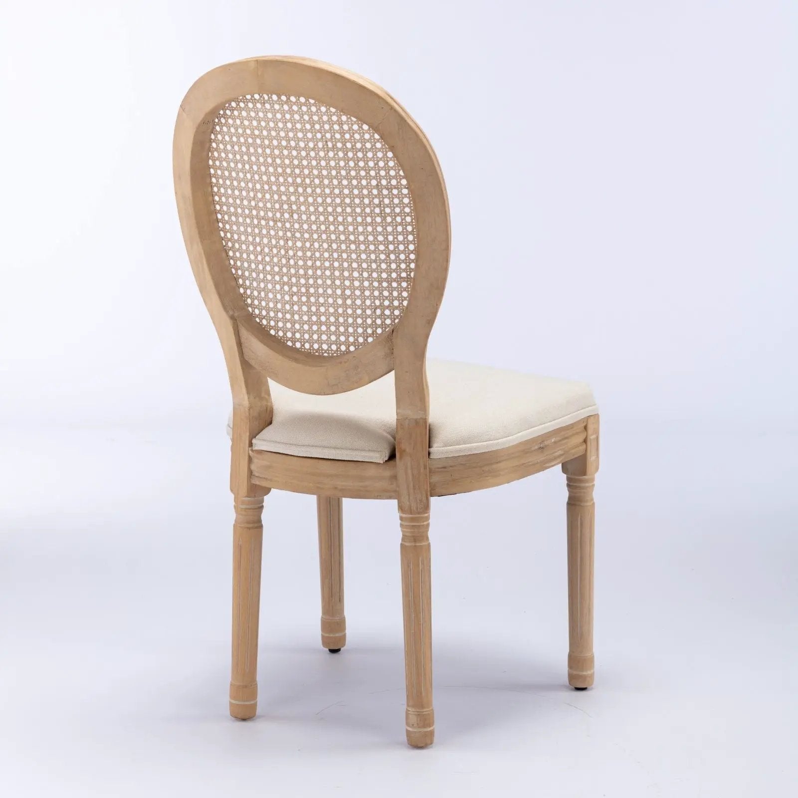 French Style Solid Wood Frame Antique Painting Fabric Rattan Back Dining Chair (Set of 2) by Unique Piece Furniture