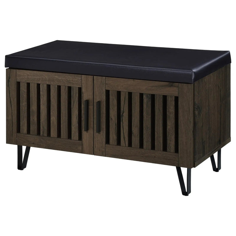 Brixton 2-door Padded Entryway Shoe Storage Bench Smoked Oak by Unique Piece Furniture