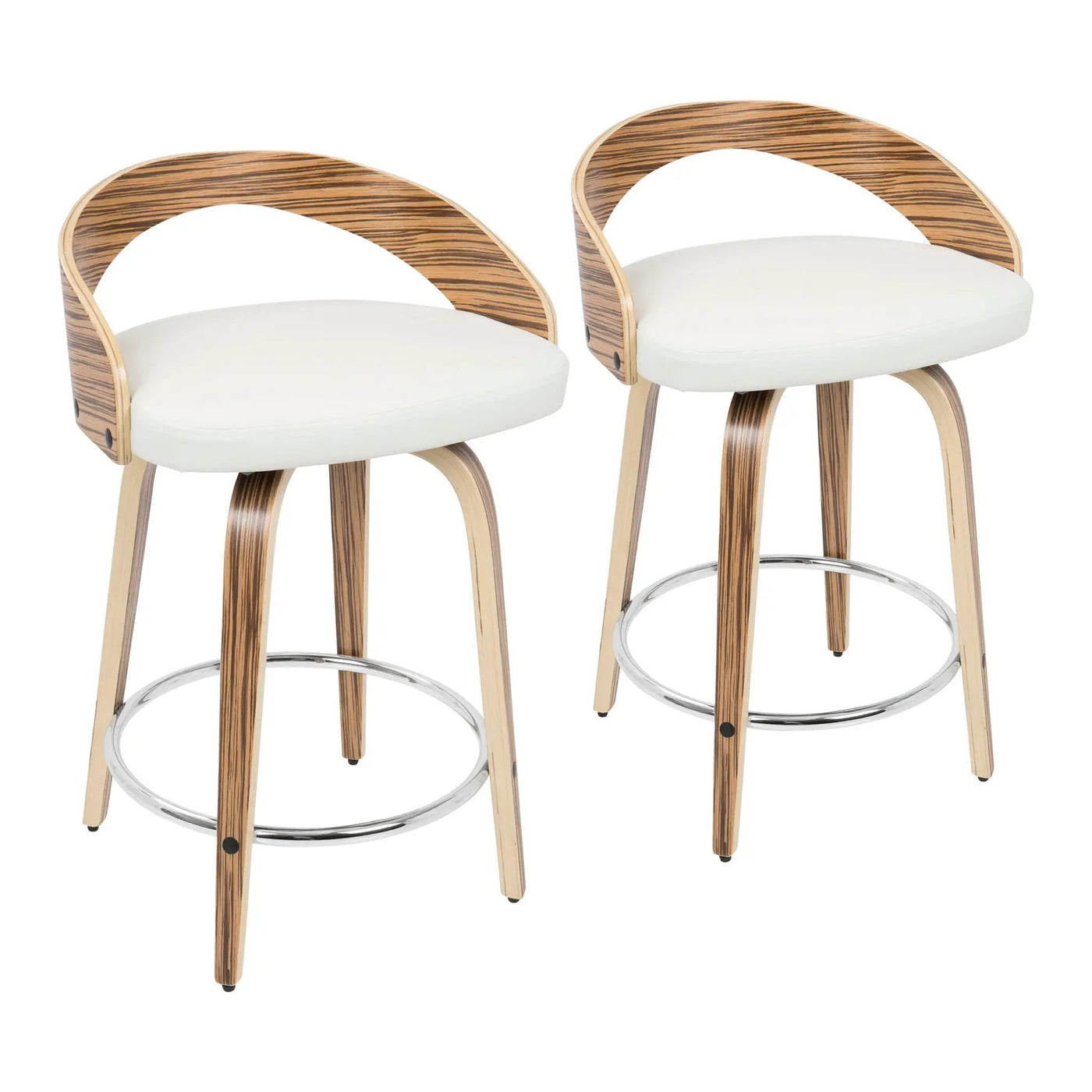 Grotto - Contemporary Fixed Height Counter Stool & Swivel With Round Footrest (Set of 2) by HouseOfZazla