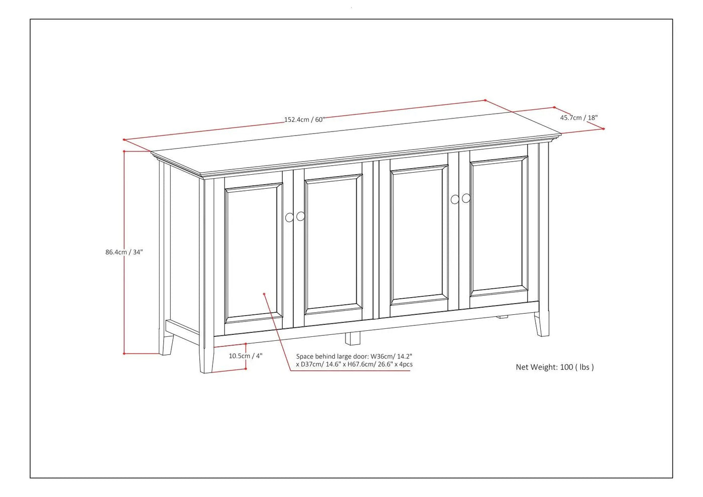 Amherst - 4 Door Storage Cabinet by HouseOfZazla