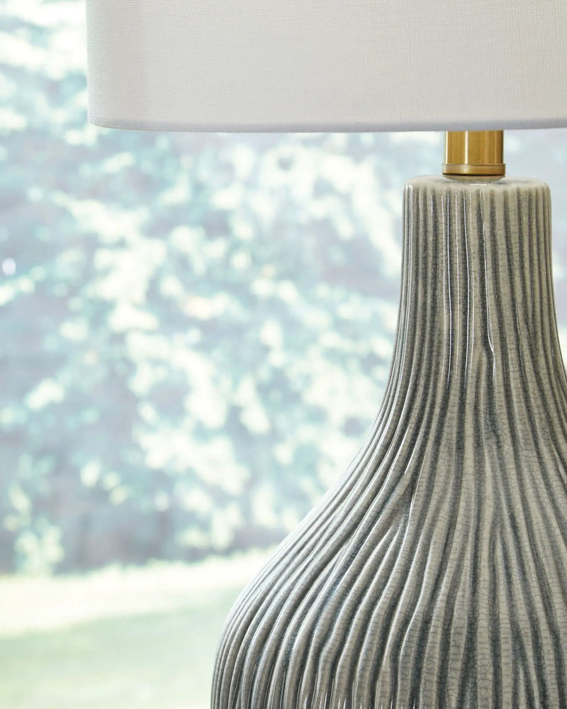 Judlen - Ceramic Table Lamp - Gray / Gold Finish by Unique Piece Furniture