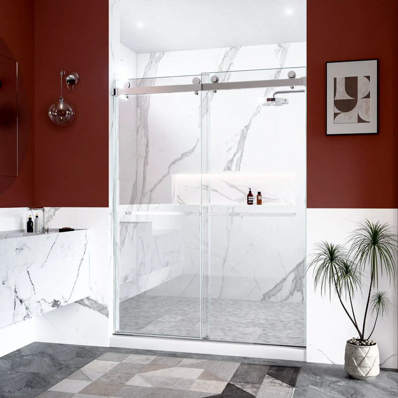 56"-60"W x 80"H Frameless Double Sliding Shower Door by HouseOfZazla