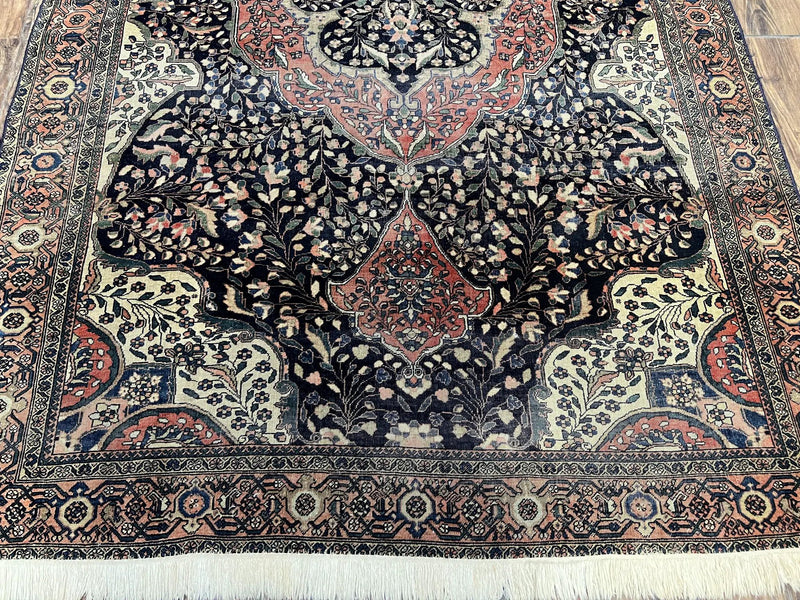Antique Persian Sarouk Farahan Rug 4x7, Collectible Persian Carpet by Jewel Rugs