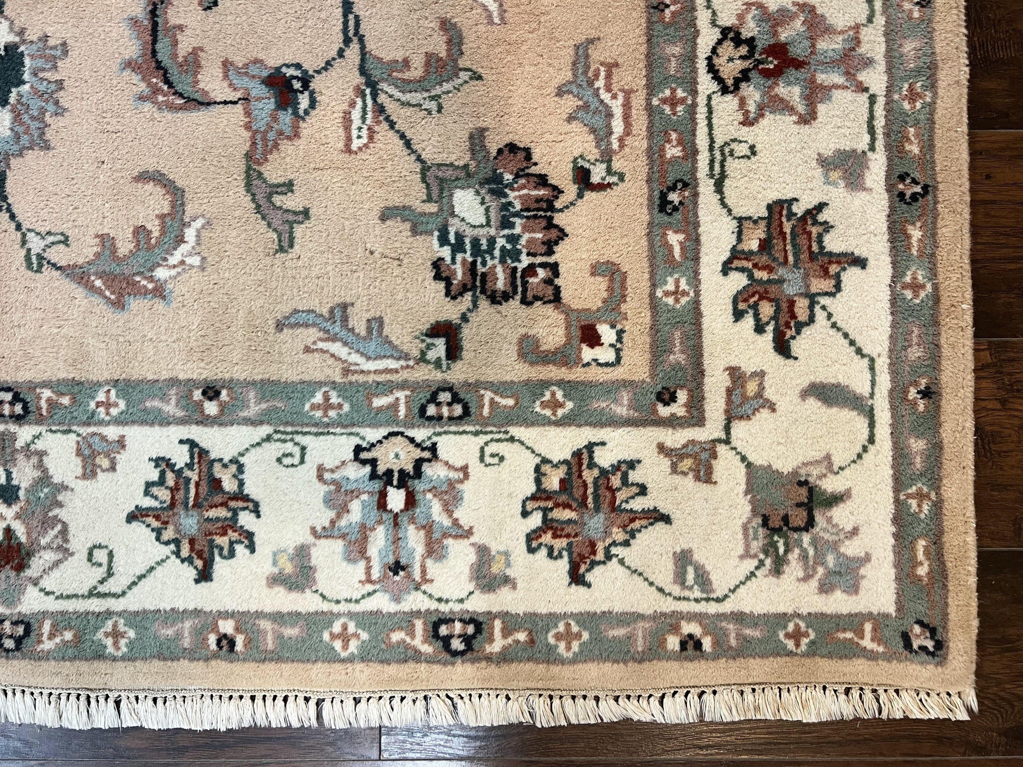 Indo Persian Rug 6x9, Handmade Vintage Wool Carpet, Floral Allover by Jewel Rugs