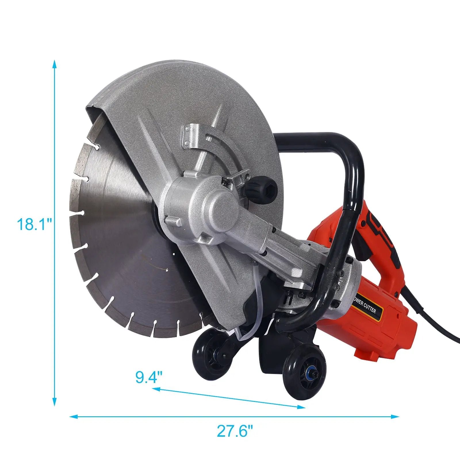 14" Electric Cut Off Saw Wet / Dry Concrete Saw Cutter With Guide Roller And Water Line Attachment, 3000W - Black / Silver by HouseOfZazla