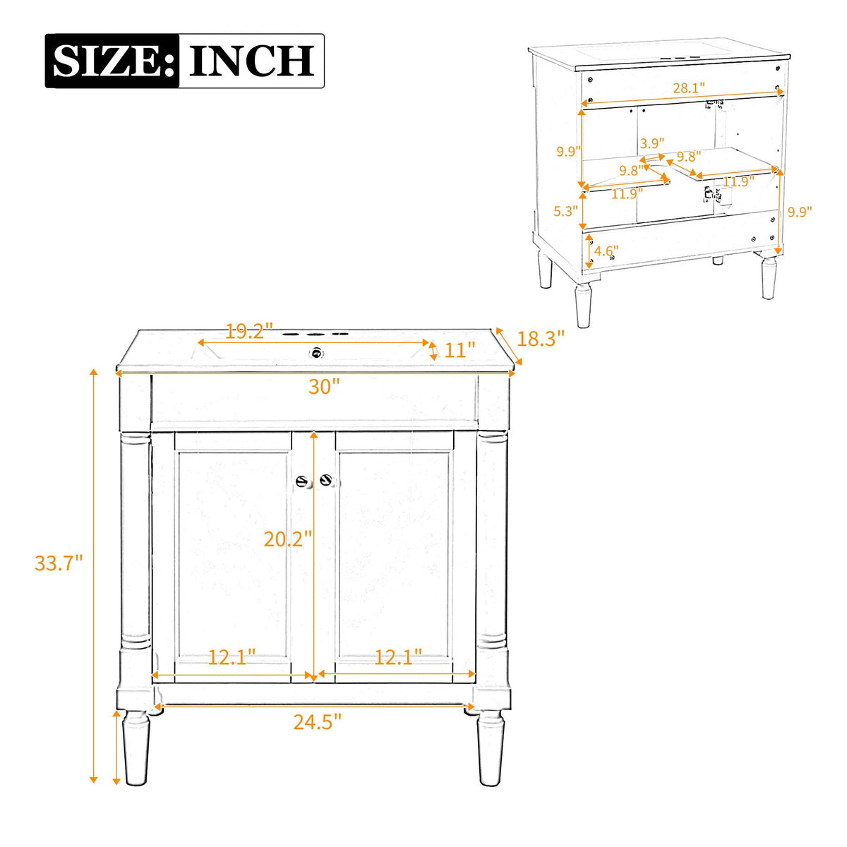 Bathroom Vanity Cabinet With Sink, Soft Close Doors, Storage Cabinet, photo 15 of 21