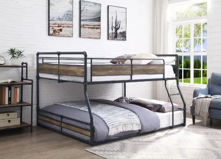 Cordelia - Full/Queen Bunk Bed - Antique Oak, Sandy Black & Dark Bronze Hand-Brushed by Unique Piece Furniture