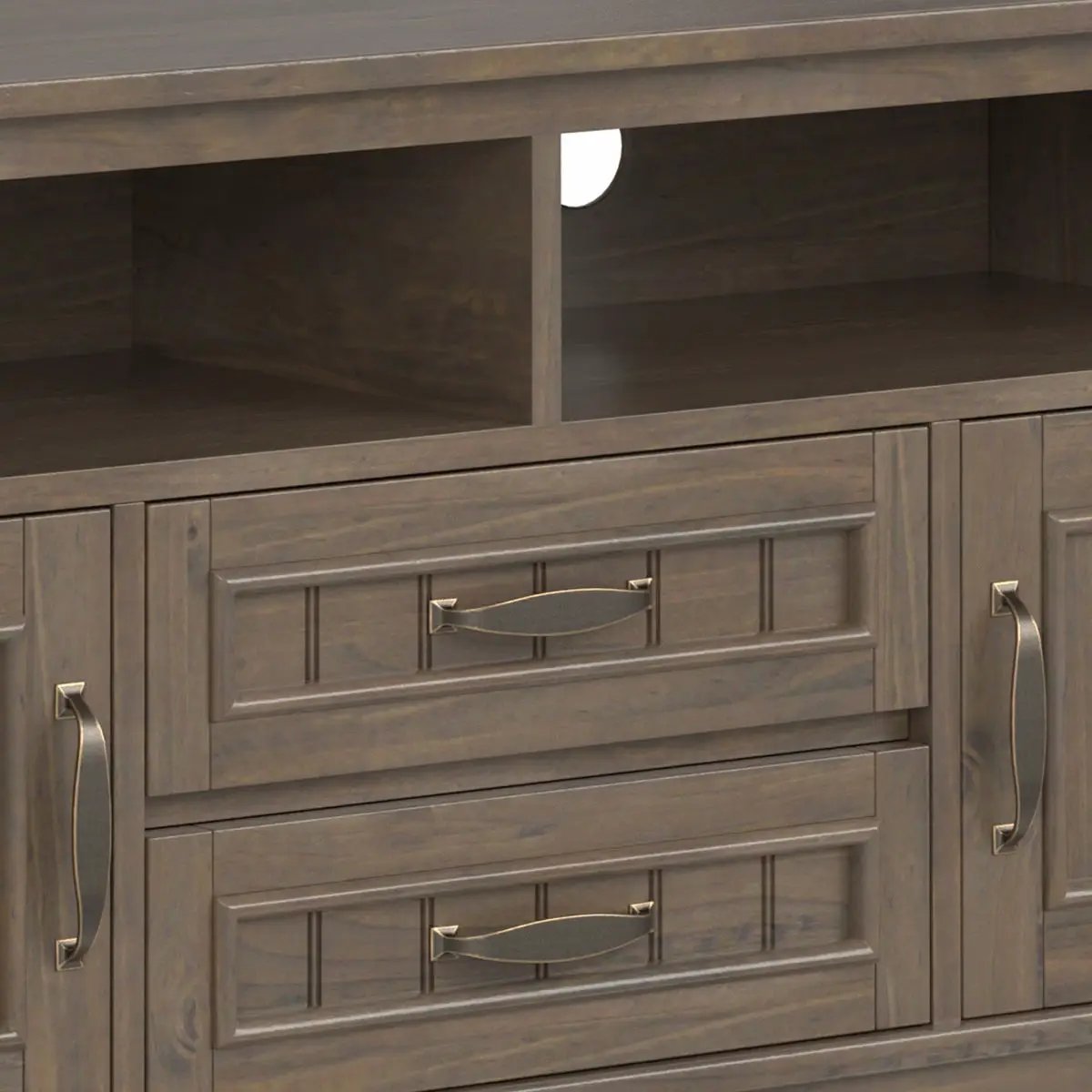 Lev - Handcrafted TV Media Stand - Smoky Brown by HouseOfZazla