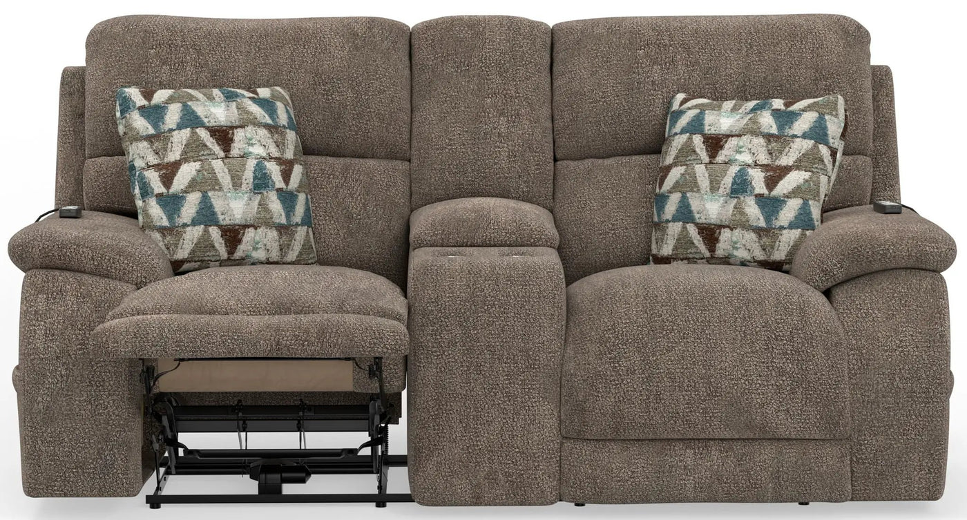 Joya - Power Headrest Power Lay Flat Reclining Console Loveseat With CR3 Heat/Massage/Lumbar/ZG by Unique Piece Furniture