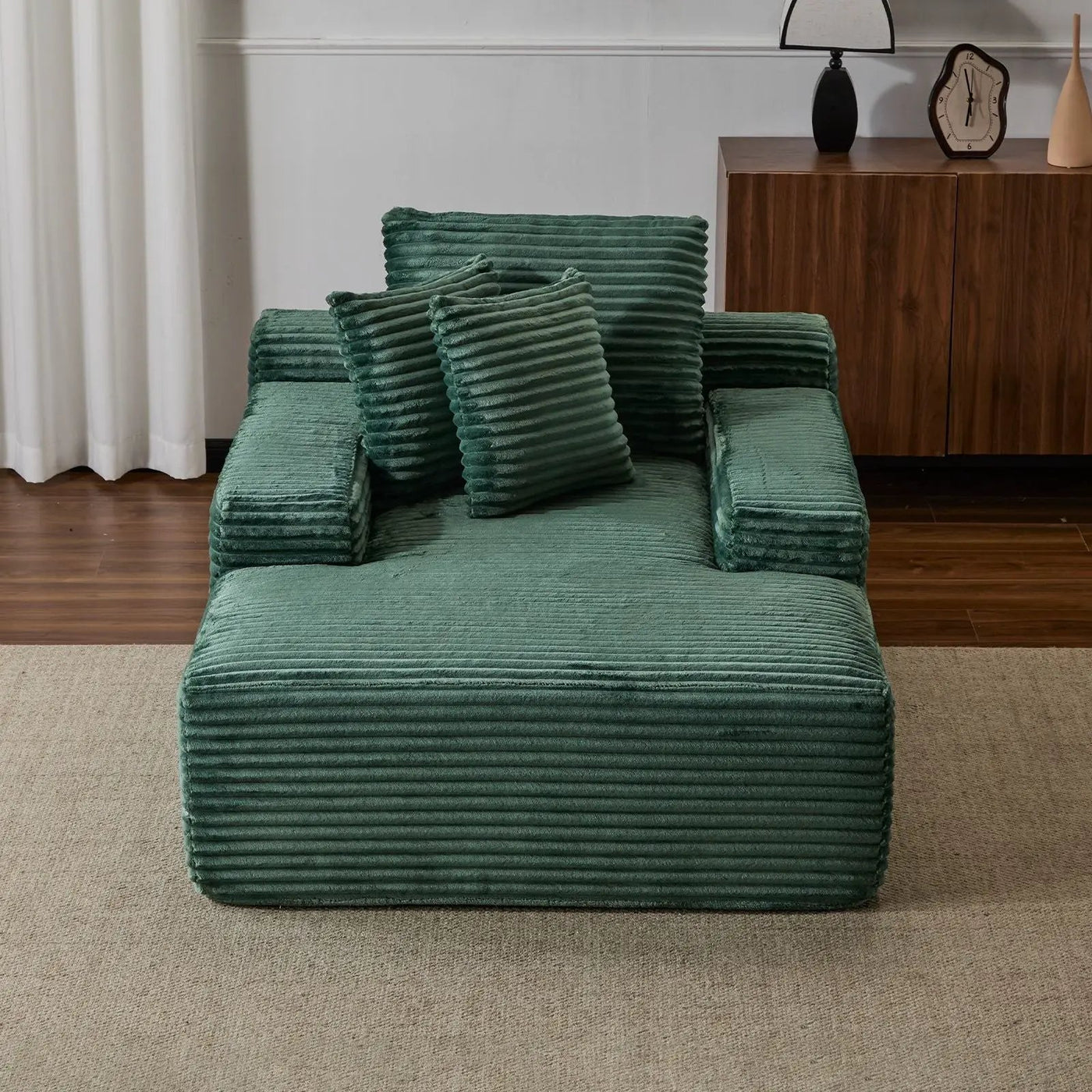 Oversized Chaise Lounge Chair Cozy Cloud Couch With 3 Throw Pillows And Wide Armrest by HouseOfZazla