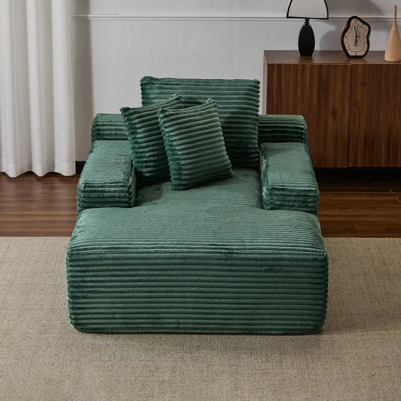 Oversized Chaise Lounge Chair Cozy Cloud Couch With 3 Throw Pillows And Wide Armrest by HouseOfZazla