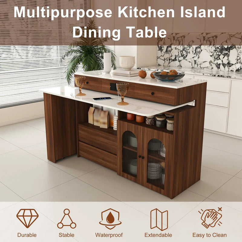 Extendable Kitchen Island with Rotating Table by HouseOfZazla