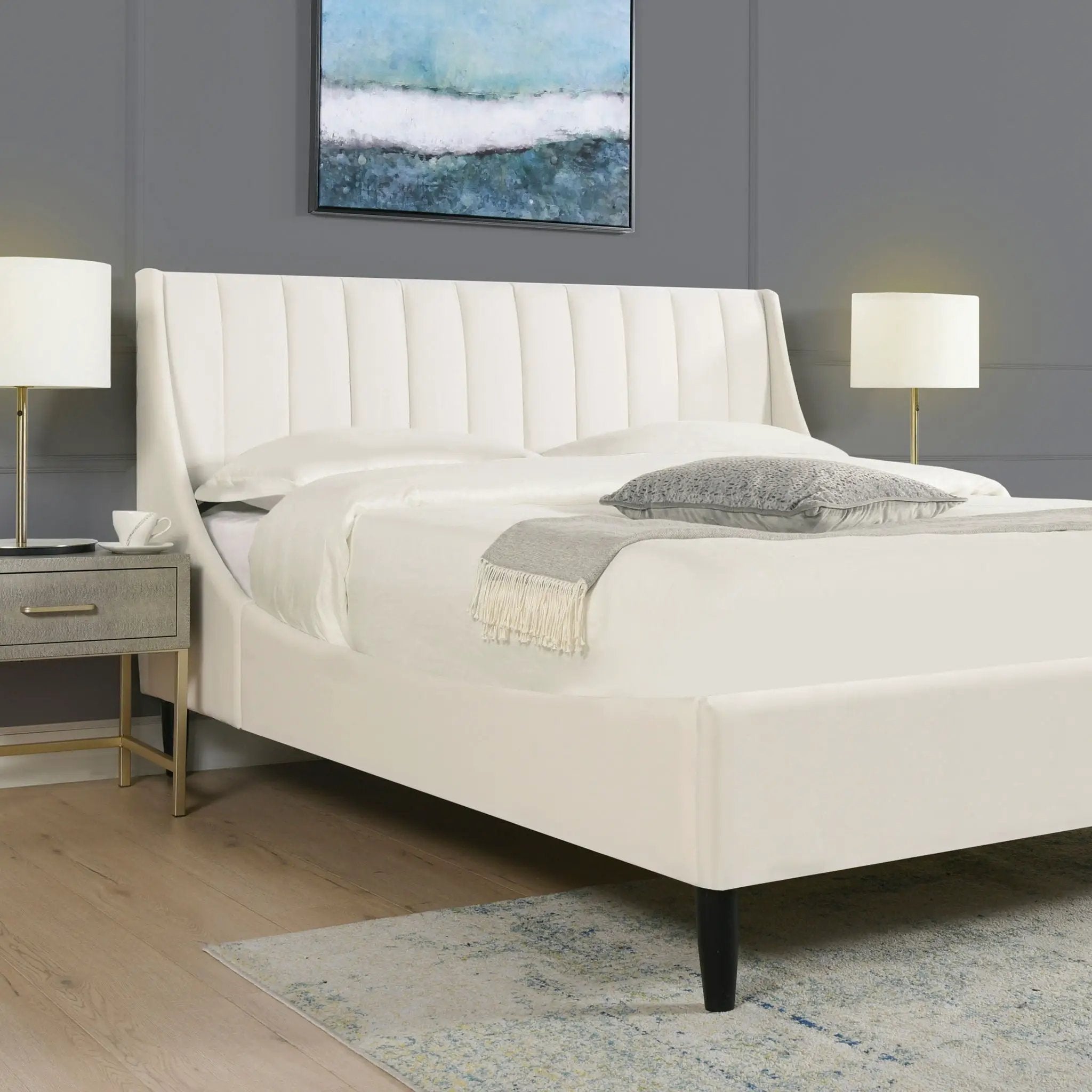 Aspen - Vertical Tufted Modern Headboard Platform Bed Set by HouseOfZazla