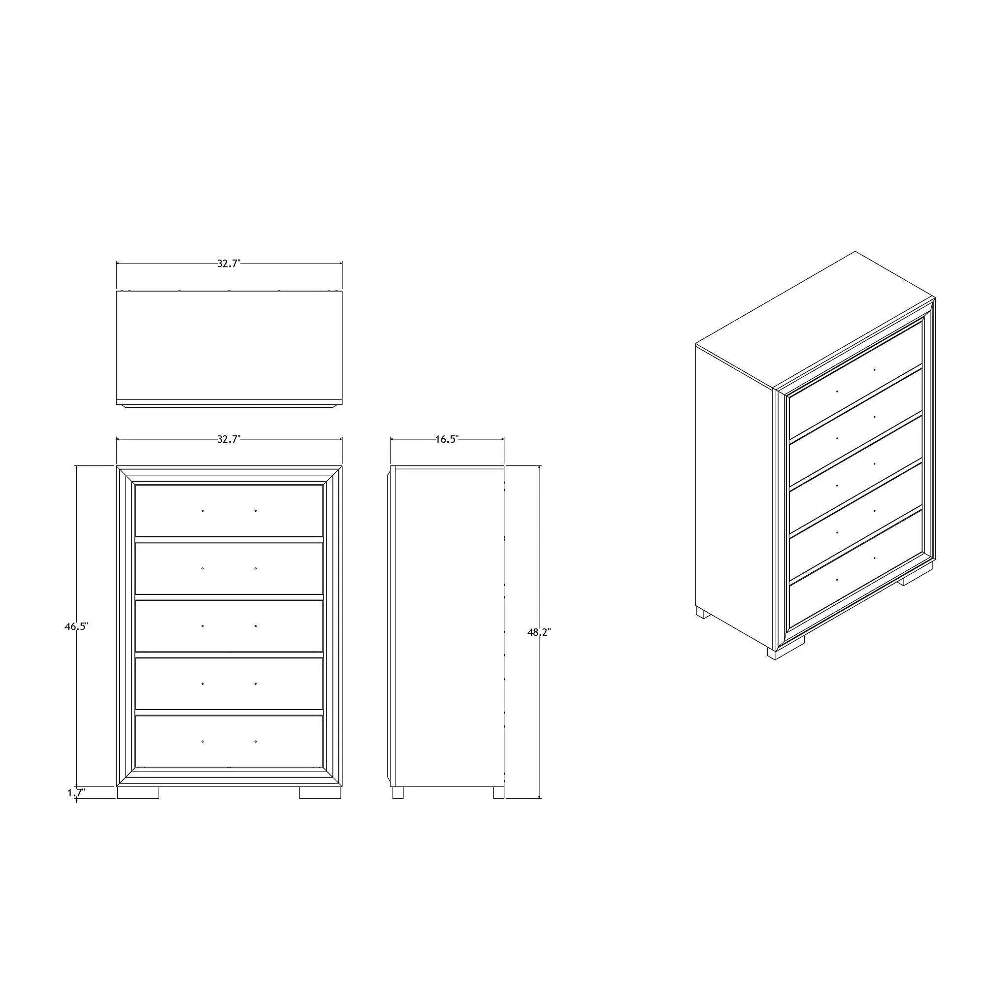 Adelaide - Chest 5 Drawer Storage Unit by HouseOfZazla