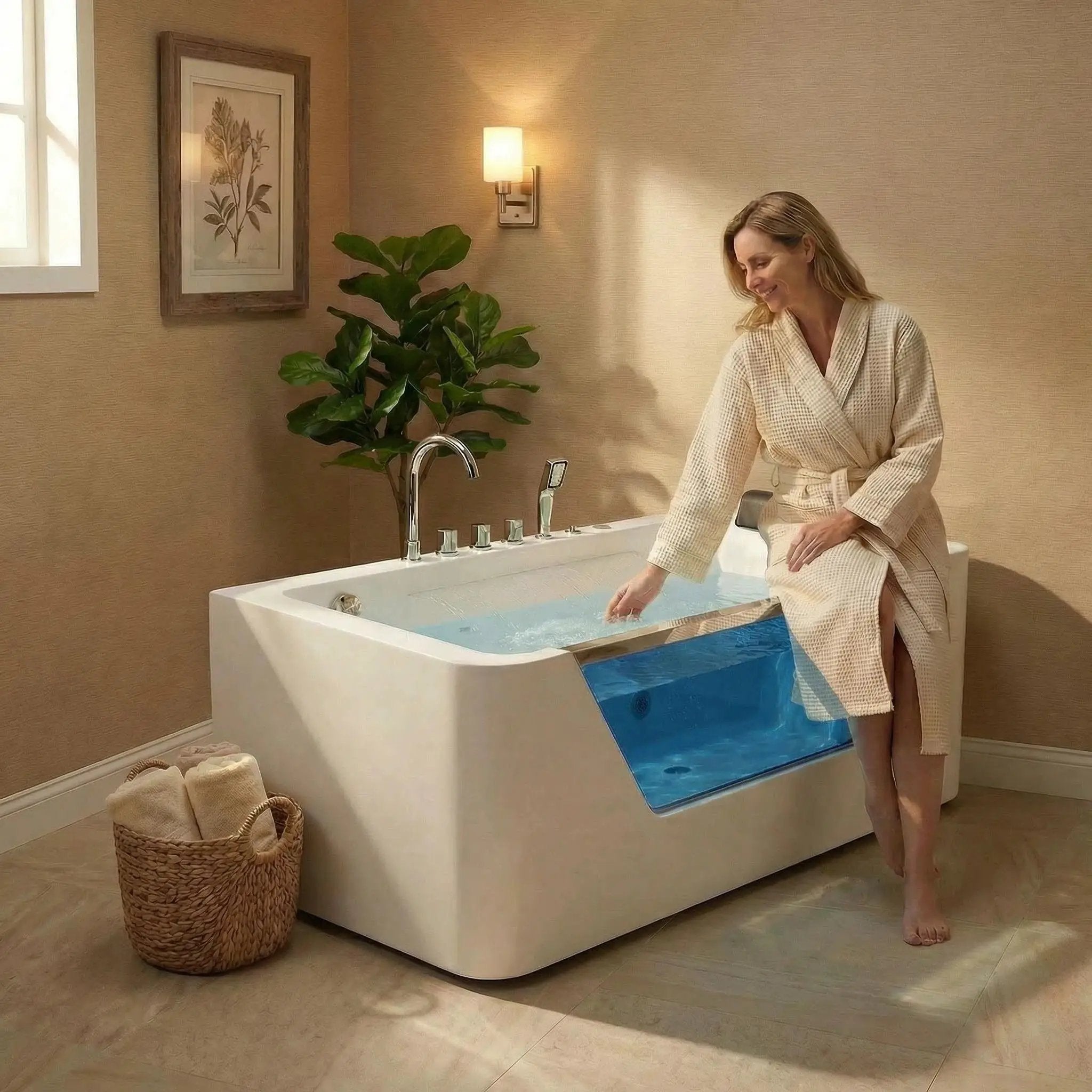 67" Whirlpool Bathtub with Hydrotherapy Jets and Glass Panel by HouseOfZazla