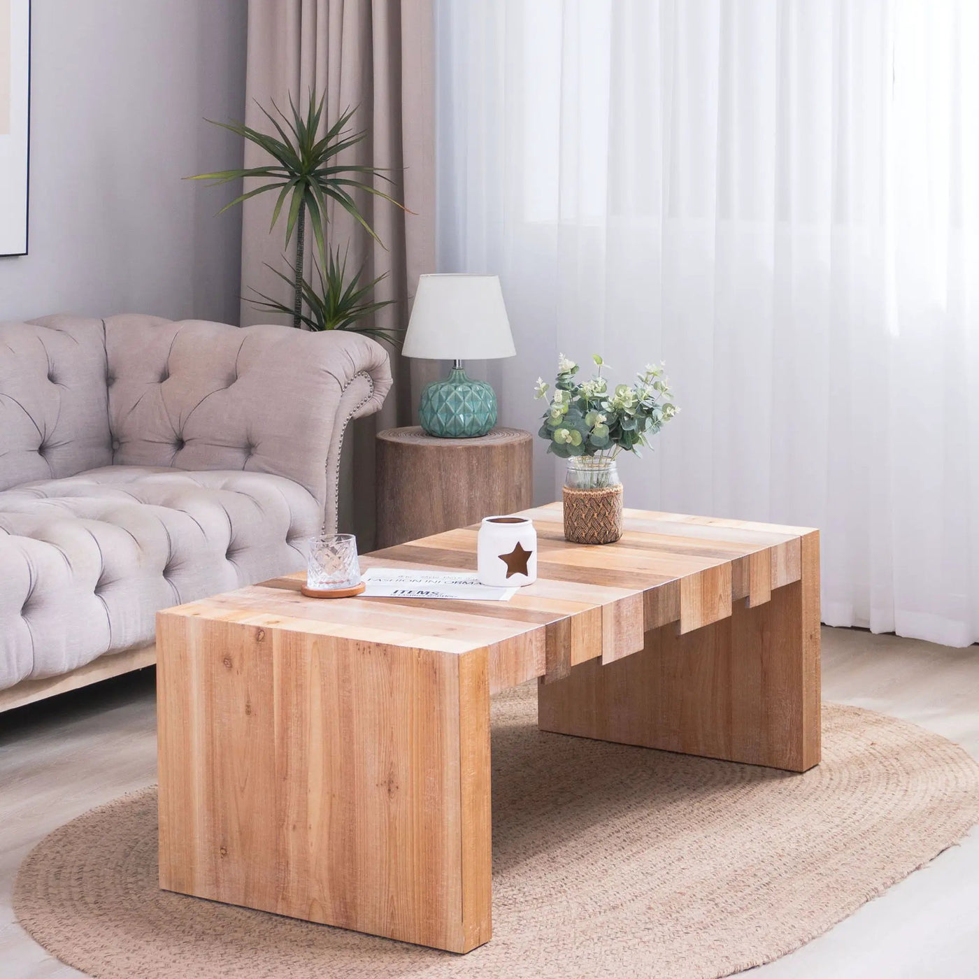 Modern Rustic Table With Sculpted Block Design by HouseOfZazla