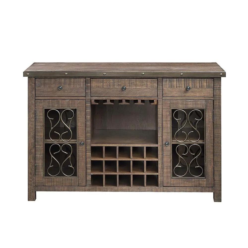 Raphaela - Server With Cup Holder & Wine Rack - Weathered Cherry by Unique Piece Furniture