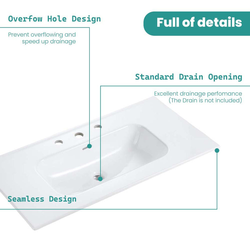 Abay Home Glossy White Ceramic Integrated Bathroom Vanity Sink by HouseOfZazla