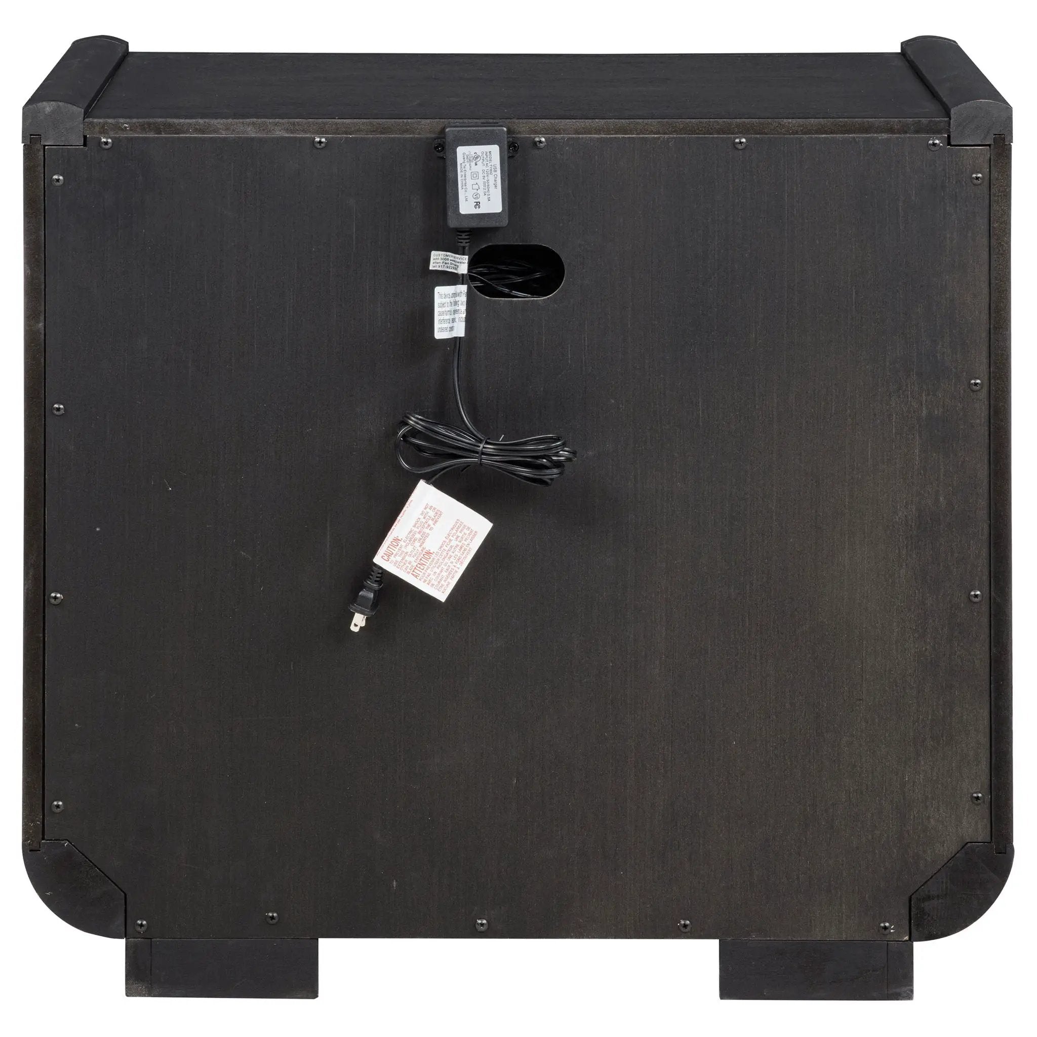 Leandro 2-drawer LED Nightstand with USB Burnished Black by Unique Piece Furniture
