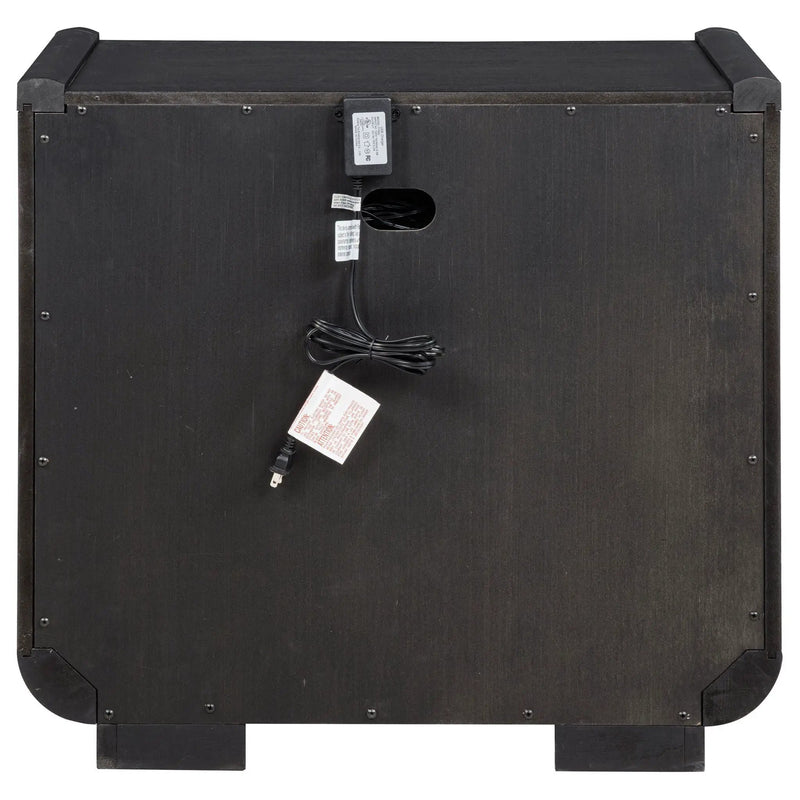 Leandro 2-drawer LED Nightstand with USB Burnished Black by Unique Piece Furniture