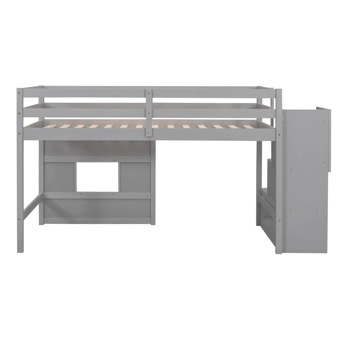 Loft Bed With Storage Staircase, Window & LED Light by HouseOfZazla