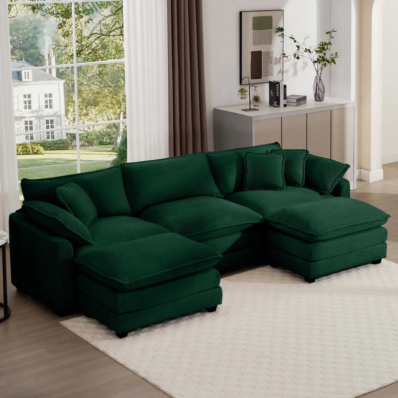 Modern Oversized Modular Cushion Sofa With Ottoman, Low Back, Deep Seating Sofa Set by HouseOfZazla