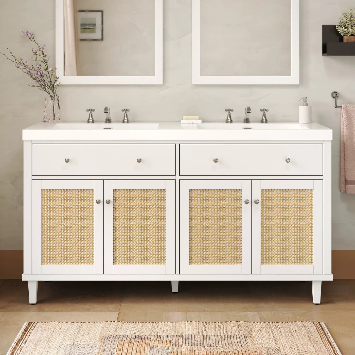 Bathroom Vanity With Double Sink, Large Storage Space by HouseOfZazla