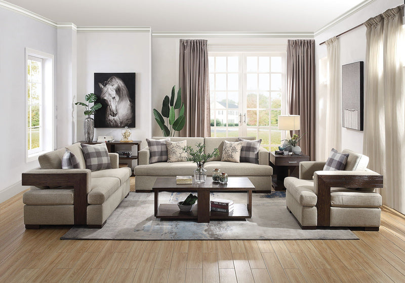 Niamey - Sofa With 4 Toss Pillows - Walnut by HouseOfZazla