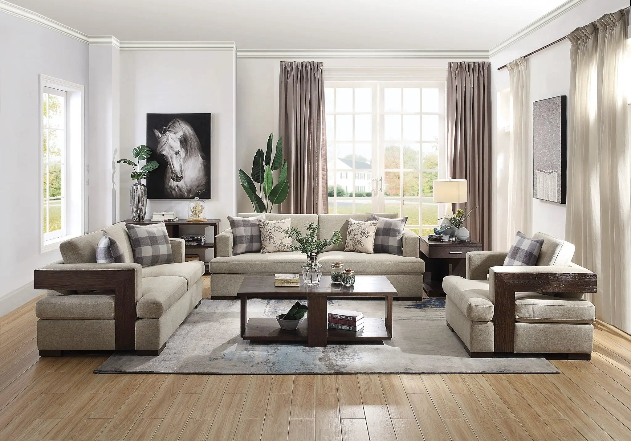 Niamey - Sofa With 4 Toss Pillows - Walnut by Unique Piece Furniture