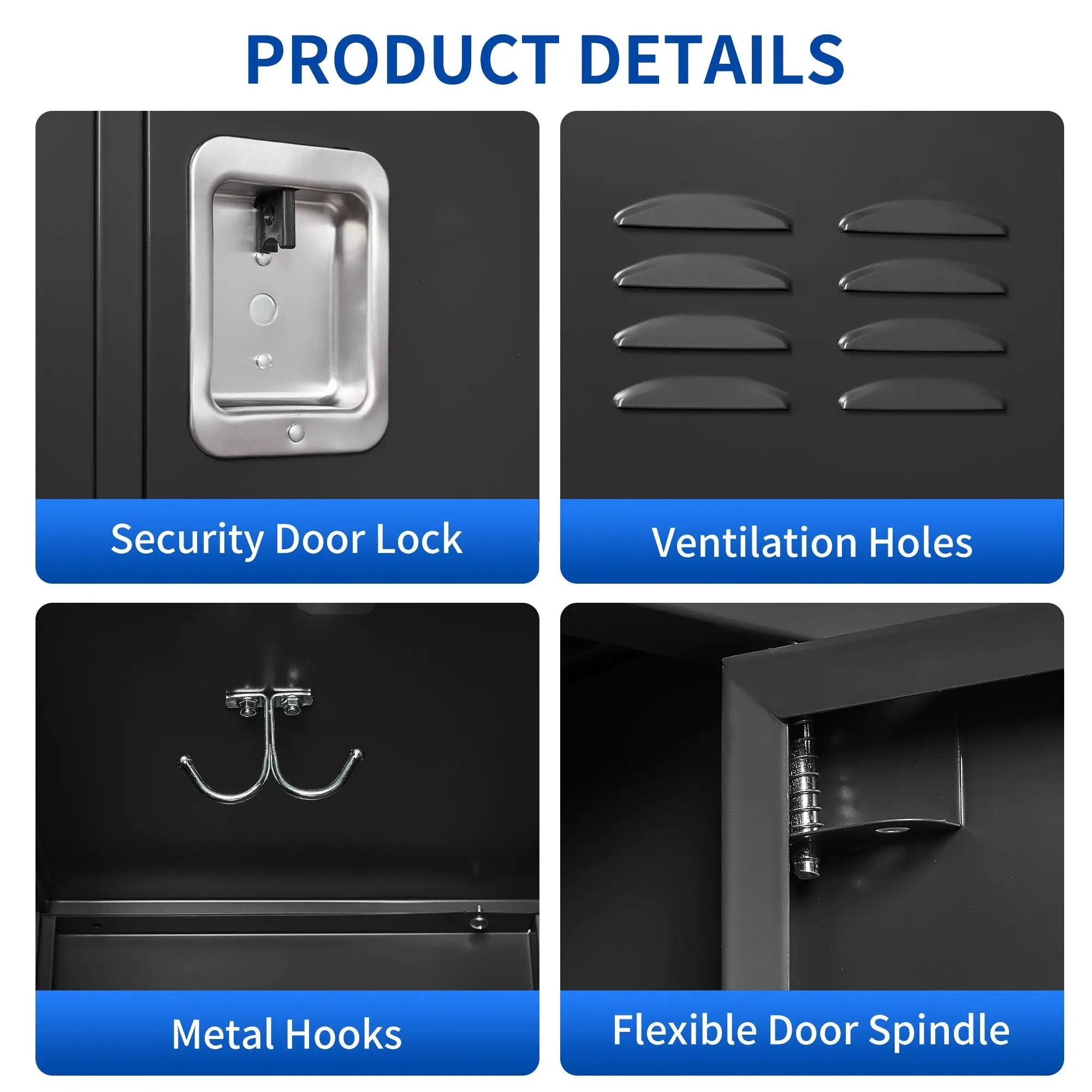 9 Door Lockers With Lock For Secure Storage And - Black by Unique Piece Furniture