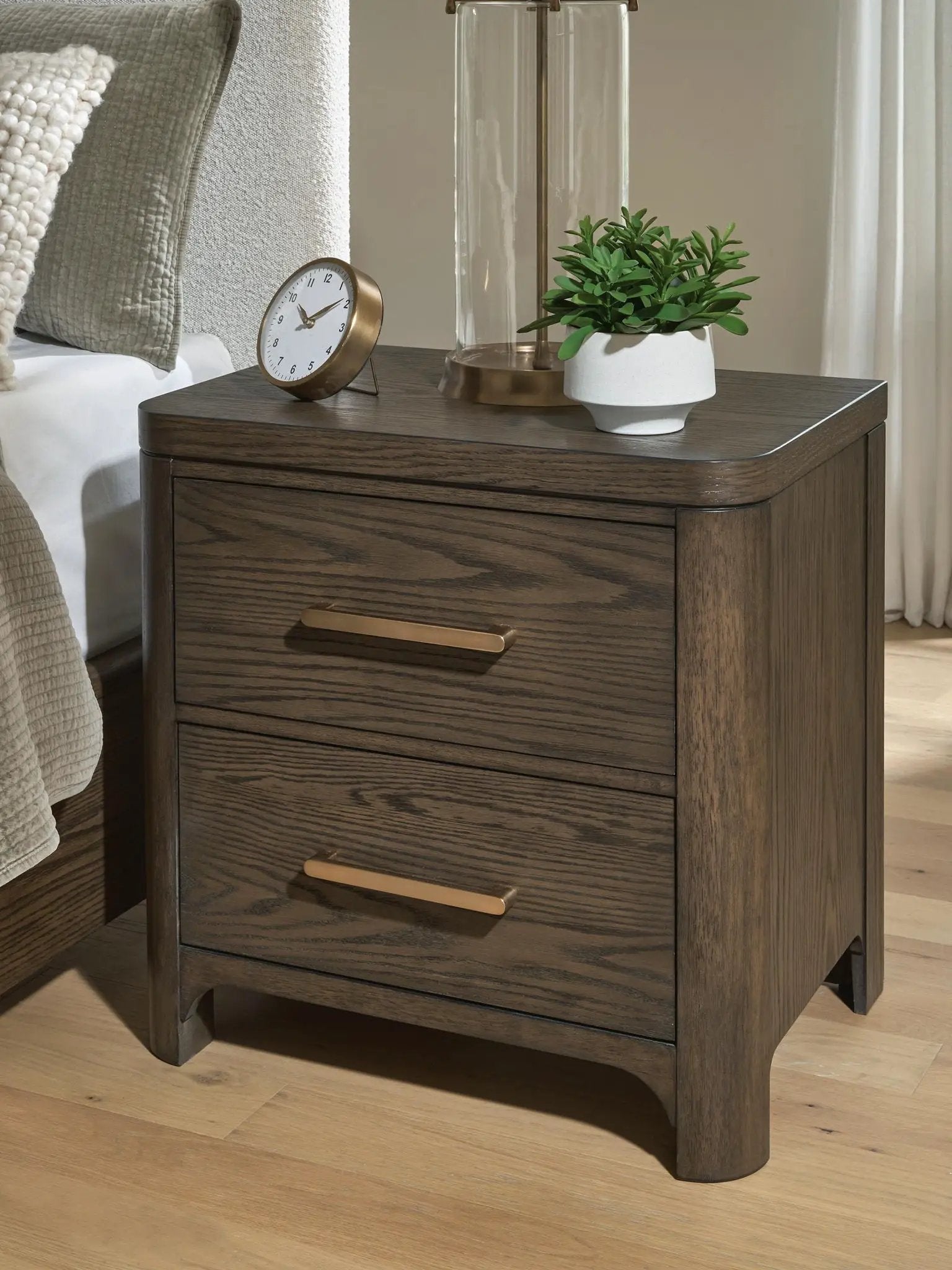 Radkin - Two Drawer Night Stand - Burnished Brown by Unique Piece Furniture