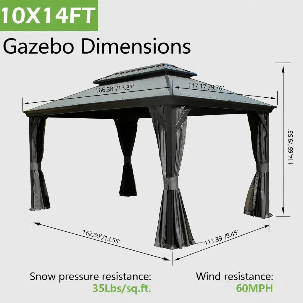 10'x14' Hardtop Gazebo with Resin Roof by HouseOfZazla