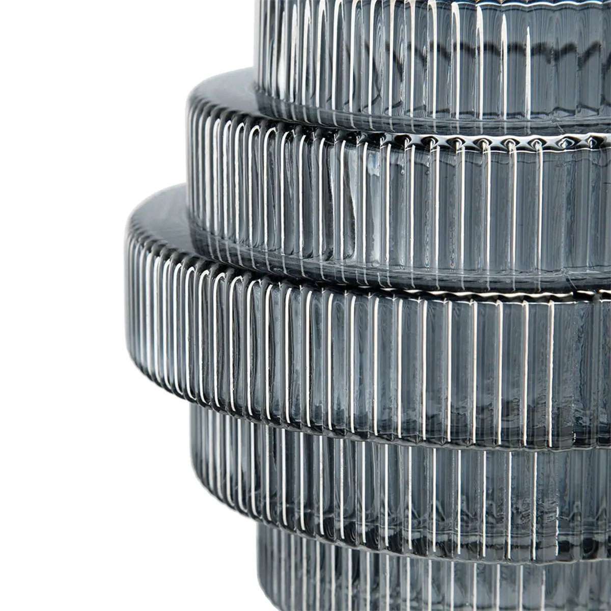 Multi-Tiered Geometric Vase with Smoked Blue Finish, Set of 2 by HouseOfZazla