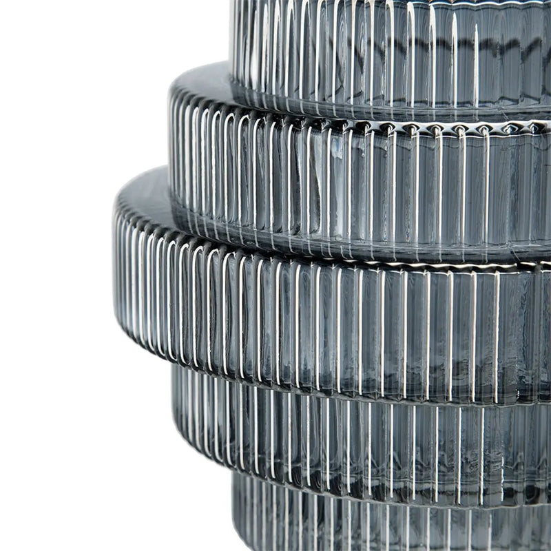 Multi-Tiered Geometric Vase with Smoked Blue Finish, Set of 2 by HouseOfZazla