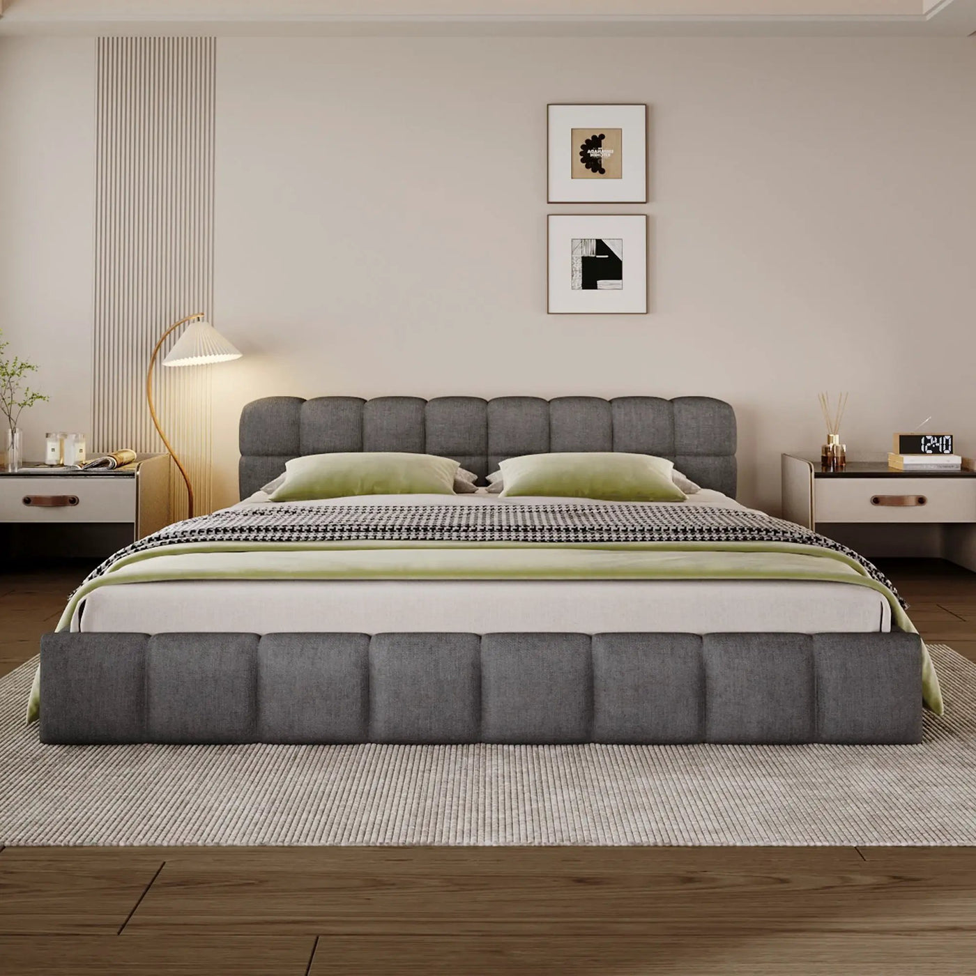 Elegant Upholstered Bed With Checkerboard Design by HouseOfZazla