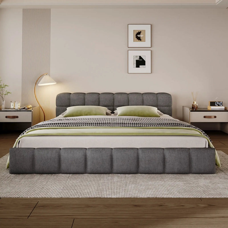 Elegant Upholstered Bed With Checkerboard Design by HouseOfZazla