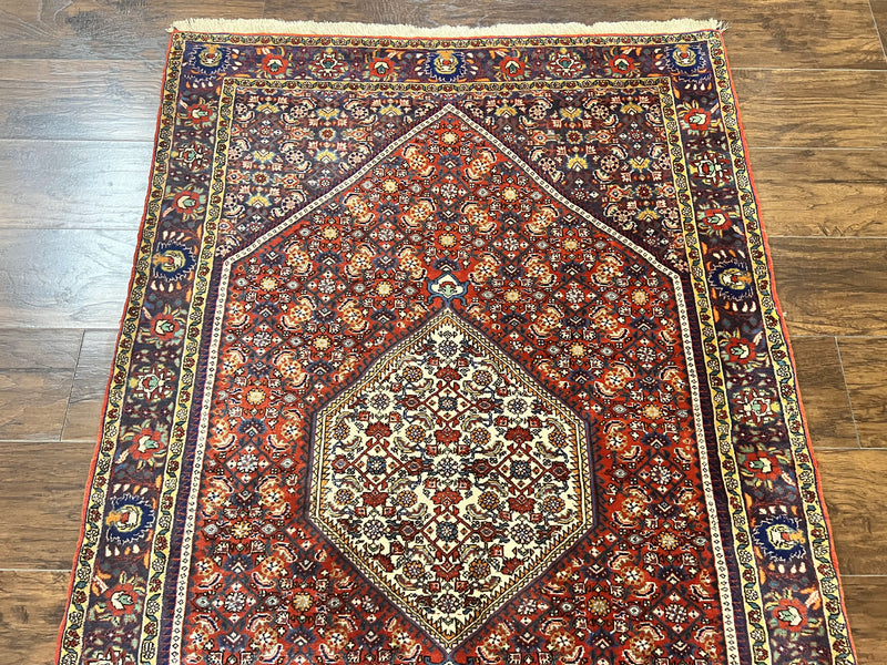 Persian Bidjar Rug 4x6, Handmade Oriental Carpet, Fine Weave, Herati Mahi Pattern, Vintage, Red, 300 KPSI by Jewel Rugs