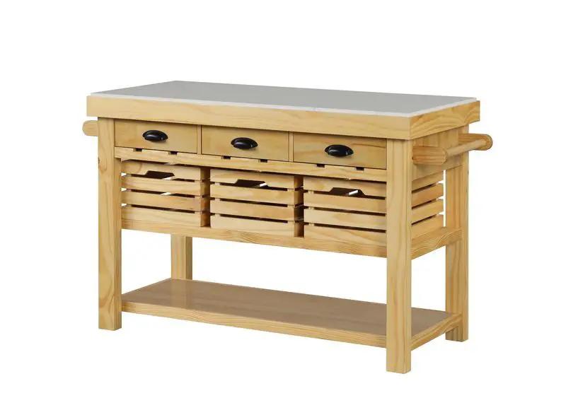 Grovaam - Kitchen Island - Marble Top & Natural by Unique Piece Furniture