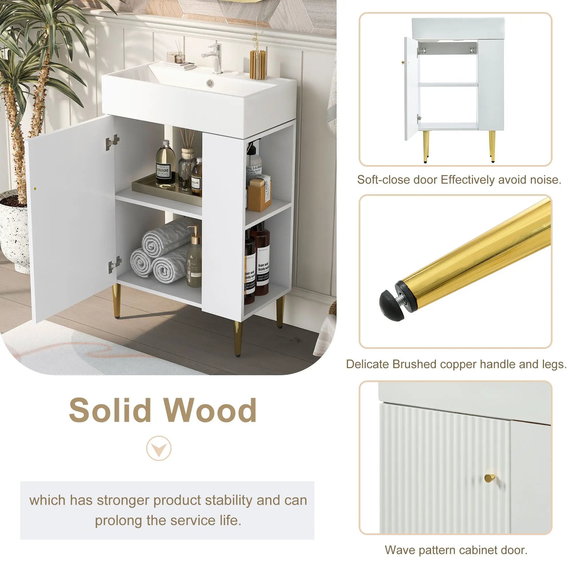 Bathroom Vanity, Combo Cabinet, Bathroom Storage Cabinet, Single Ceramic Sink by HouseOfZazla