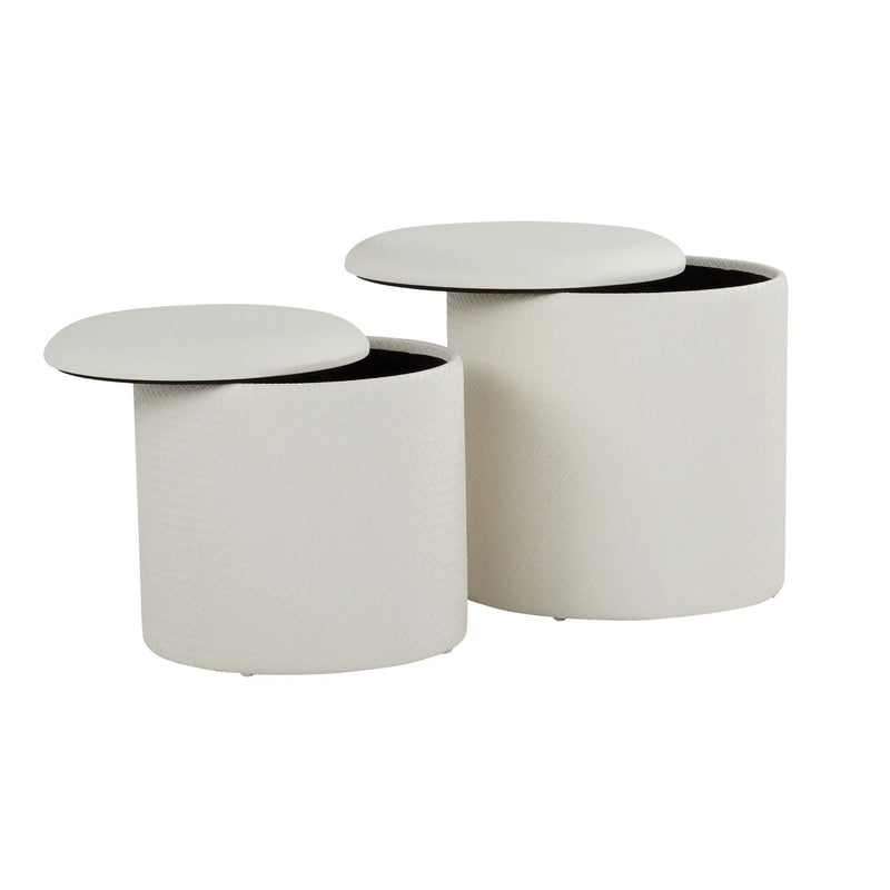 Maverick - Contemporary Nesting Ottoman Set With - Cream by Unique Piece Furniture