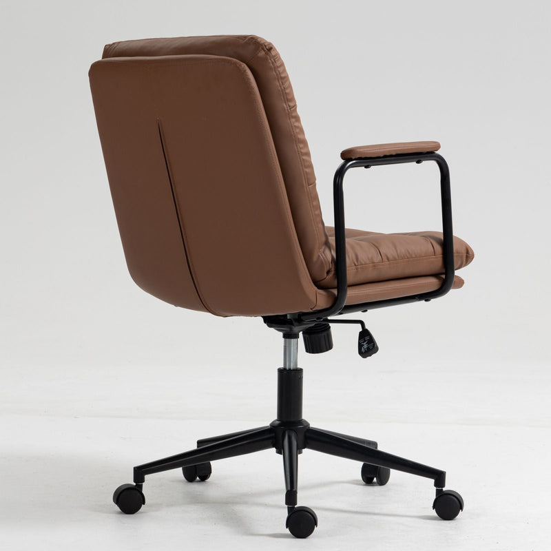 Office Chair, Mid Back Home Office Desk Task Chair With Wheels And Arms Ergonomic Computer Rolling Swivel Chair With Padded Armrest by Unique Piece Furniture