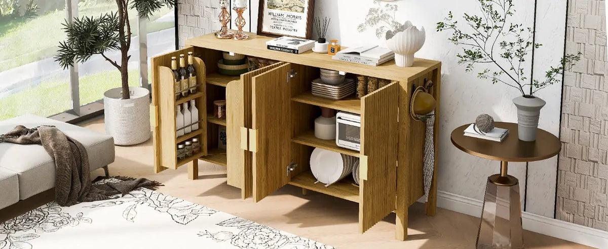 U_STYLE Modern 57.5" Stripe Door Storage Cabinet by HouseOfZazla