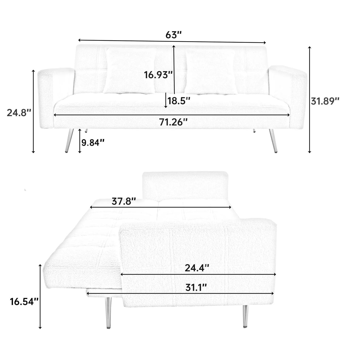 Teddy Fleece Sofa Bed With Luxurious Throw Pillows by HouseOfZazla