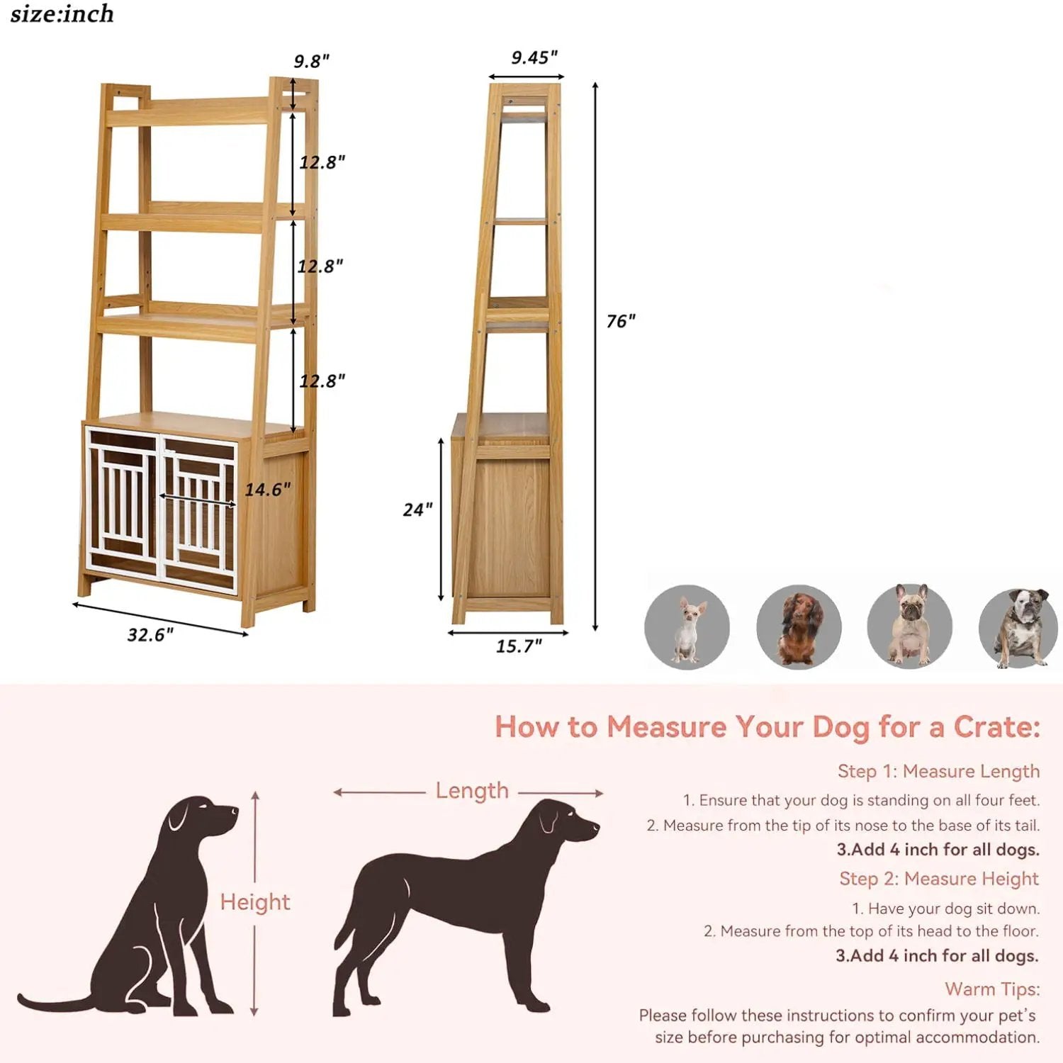 Modern Furniture Style 2 In 1 Pet Friendly Dog Crate Ladder Bookcase - Ancient Oak by Unique Piece Furniture