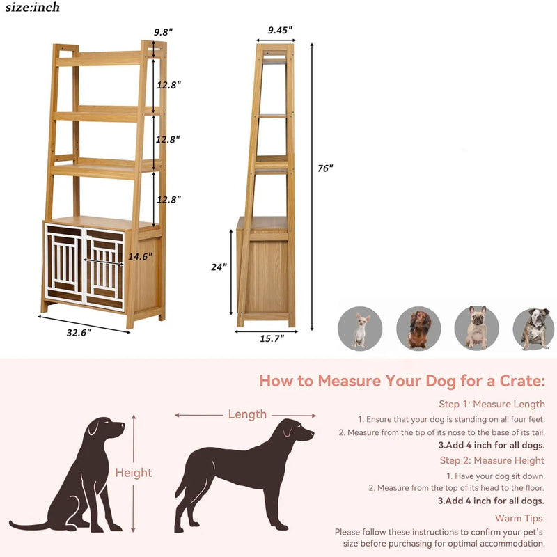 Modern Furniture Style 2 In 1 Pet Friendly Dog Crate Ladder Bookcase - Ancient Oak by HouseOfZazla